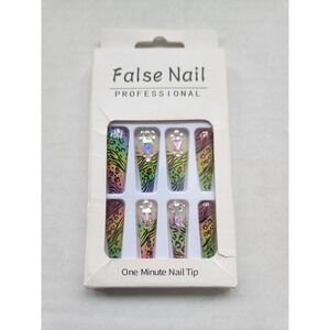 False Nail Professional One Minute Nail Tip | Rainbow Leopard Animal Print Press